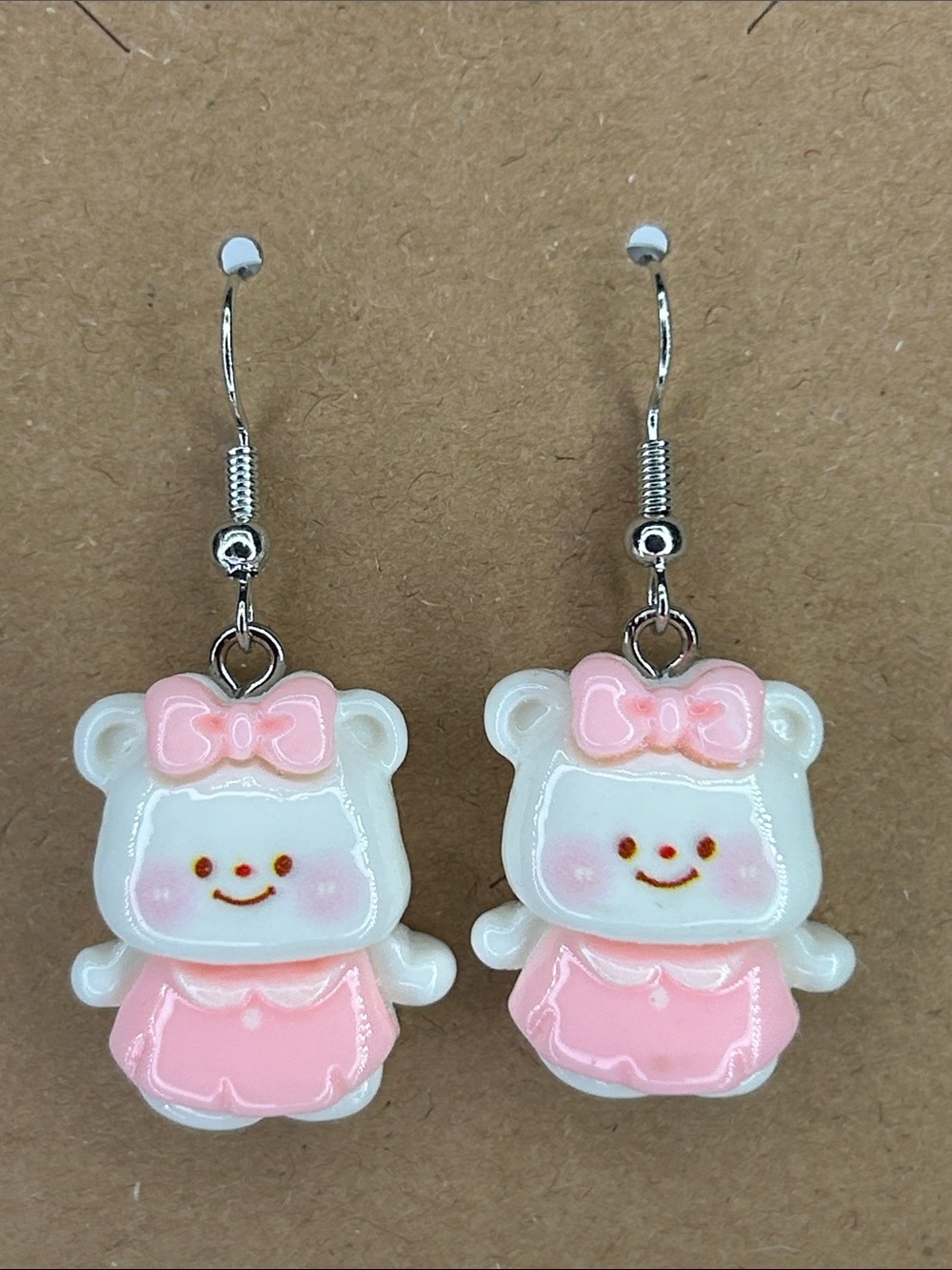 Kawaii Pink Bear Dangle Earrings Fashion Jewelry